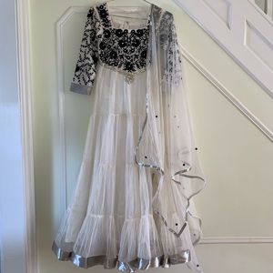 White and Black A-Line Style Indian Wear